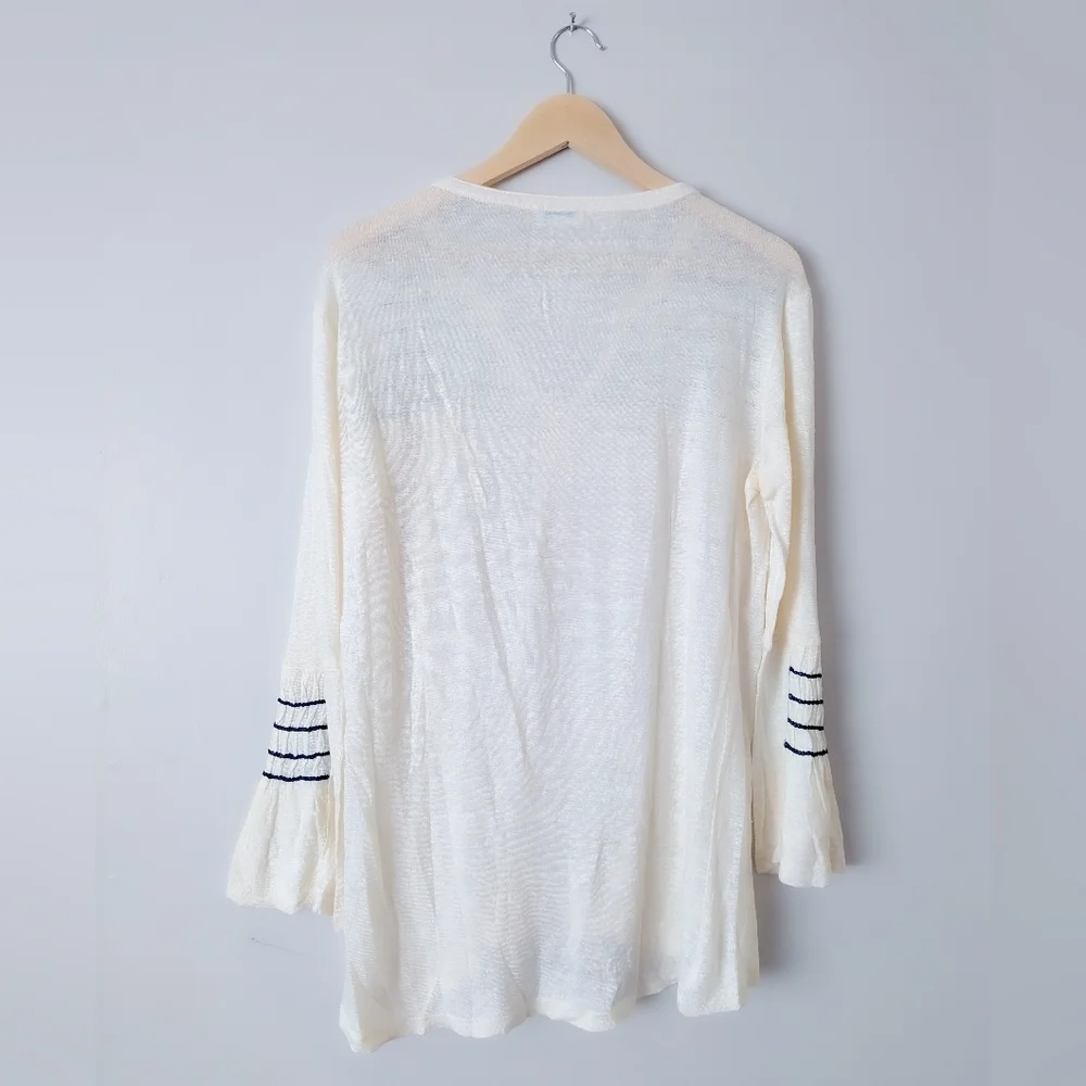Sundance Flowy Cream And Black Striped Tunic Top - Picture 3 of 3